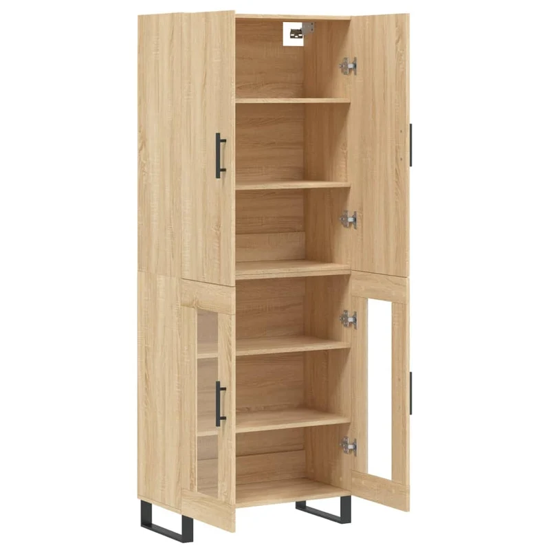 Buffet bahut commode armoire meuble de rangement organisateur cuisine salle de séjour salon haut sonoma 69,5 x 34 x 180 cm bois d'ingénierie marron 02_0034143