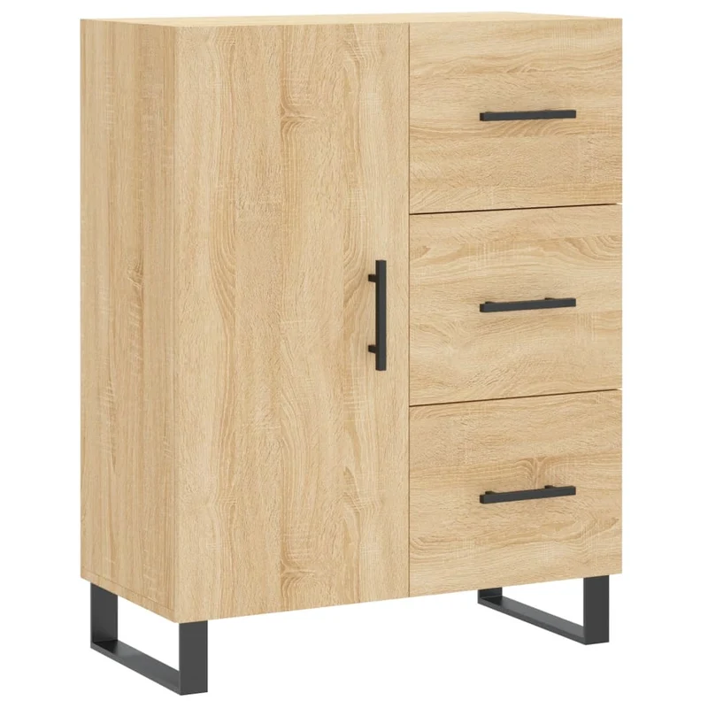 Buffet bahut commode armoire meuble de rangement organisateur cuisine salle de séjour salon haut sonoma 69,5 x 34 x 180 cm bois d'ingénierie marron 02_0034179