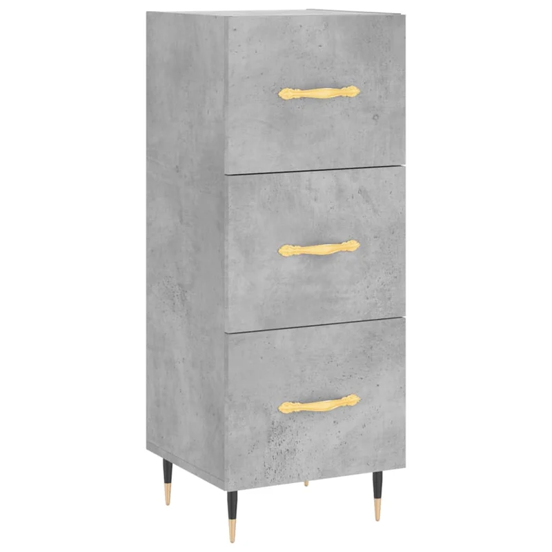Buffet bahut commode armoire meuble de rangement organisateur cuisine salle de séjour salon haut 34,5 x 34 x 180 cm bois d'ingénierie gris 02_0034426