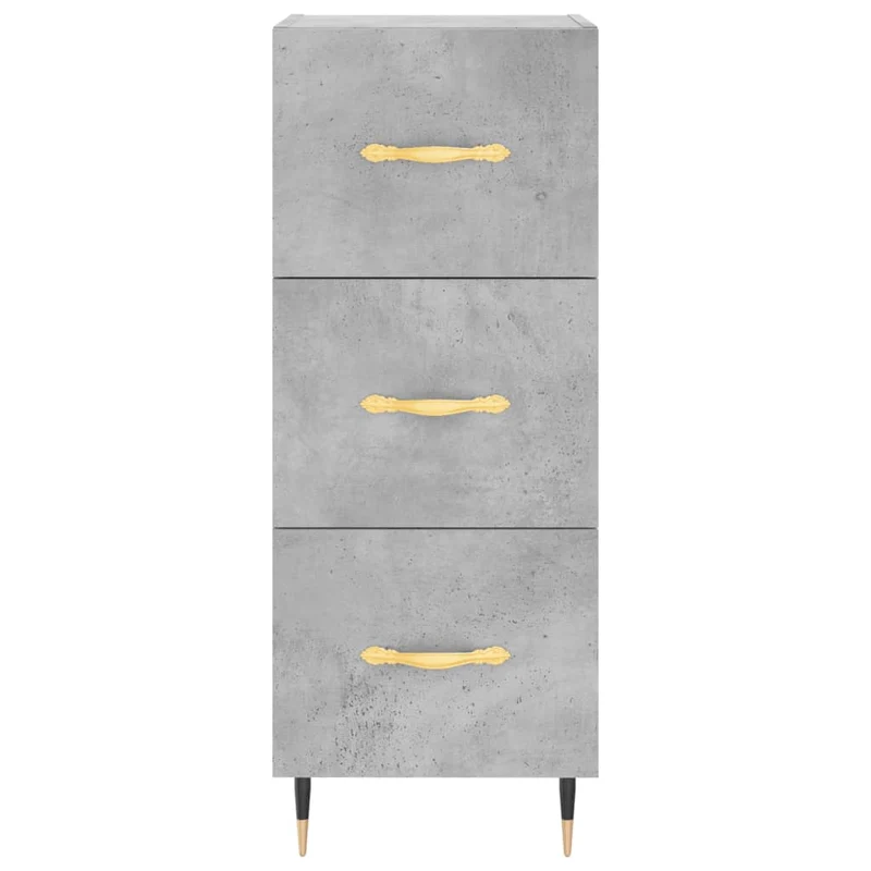 Buffet bahut commode armoire meuble de rangement organisateur cuisine salle de séjour salon haut 34,5 x 34 x 180 cm bois d'ingénierie gris 02_0034426