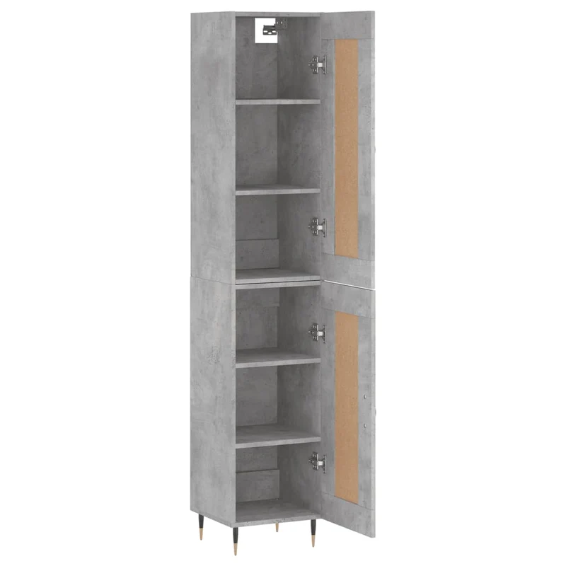 Buffet bahut commode armoire meuble de rangement organisateur cuisine salle de séjour salon haut 34,5 x 34 x 180 cm bois d'ingénierie gris 02_0034329