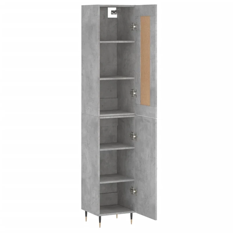 Buffet bahut commode armoire meuble de rangement organisateur cuisine salle de séjour salon haut 34,5 x 34 x 180 cm bois d'ingénierie gris 02_0034424
