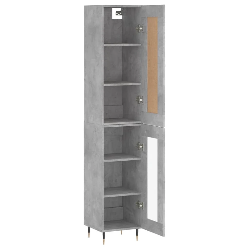Buffet bahut commode armoire meuble de rangement organisateur cuisine salle de séjour salon haut 34,5 x 34 x 180 cm bois d'ingénierie gris 02_0034328