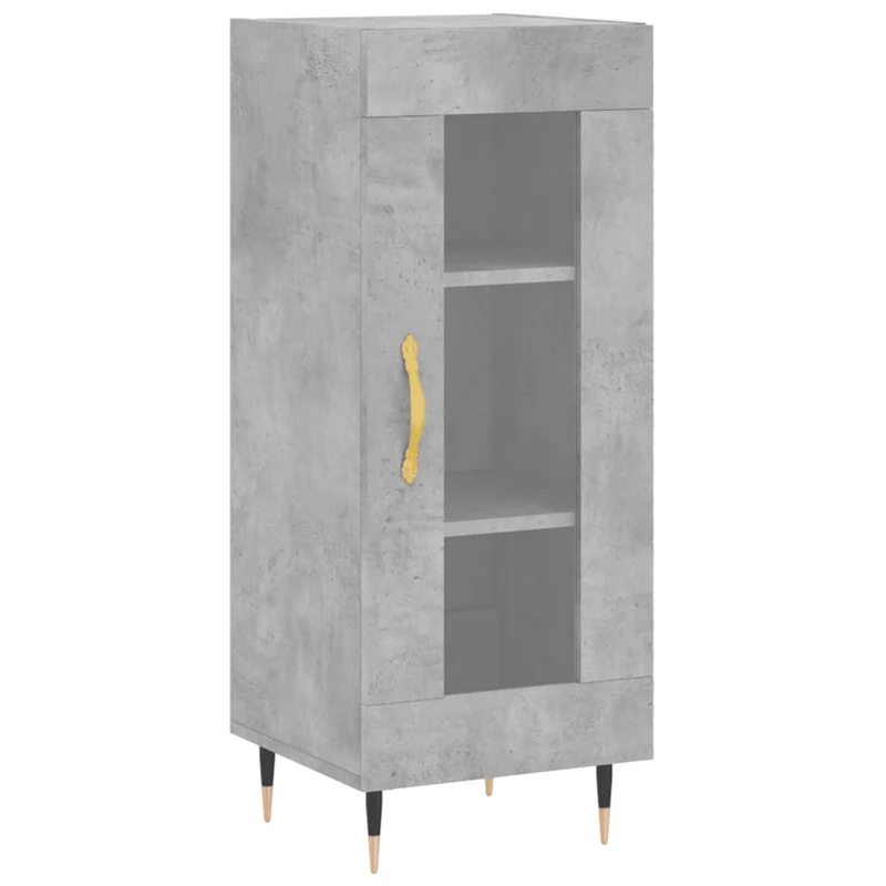 Buffet bahut commode armoire meuble de rangement organisateur cuisine salle de séjour salon haut 34,5 x 34 x 180 cm bois d'ingénierie gris 02_0034328
