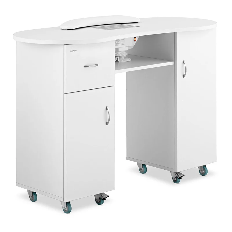 Table de manucure 120 x 50,3 x 80,3 cm avec aspiration et repose-main blanc 14_0007708