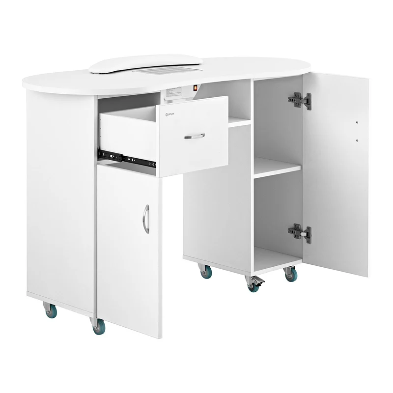 Table de manucure 120 x 50,3 x 80,3 cm avec aspiration et repose-main blanc 14_0007708