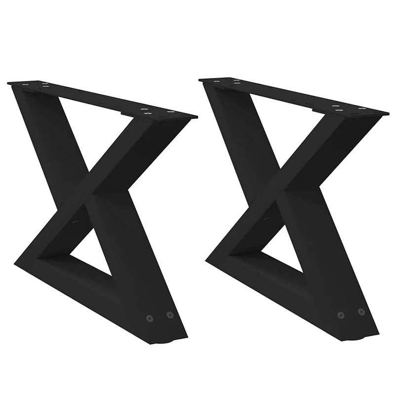 Lot de 2 pieds de table basse réglables design moderne 60 x 30 cm en acier noir 02_0056974