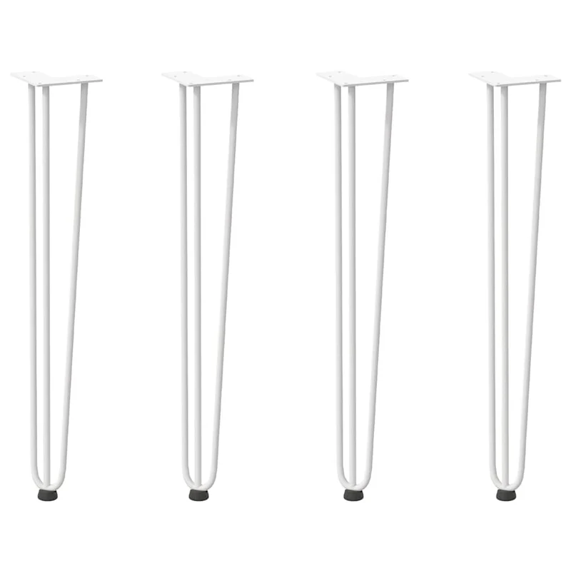 Lot de 4 pieds en épingle à cheveux pour console bureau 72 x 12 x 12 cm avec patins réglables design moderne en acier blanc 02_0056744