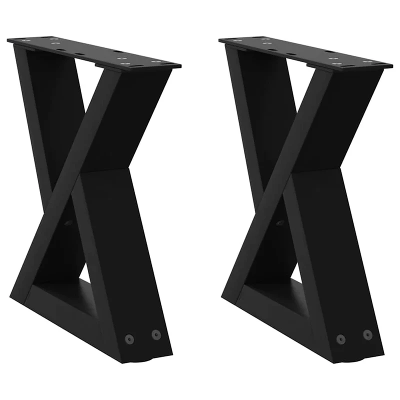Lot de 2 pieds de table basse design moderne 40 x 30 cm avec patins de nivellement en acier noir 02_0056966