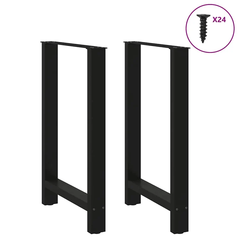 Lot de 2 pieds de table de bar carrés réglables 60 x 90 cm design moderne salon en acier noir 02_0057572