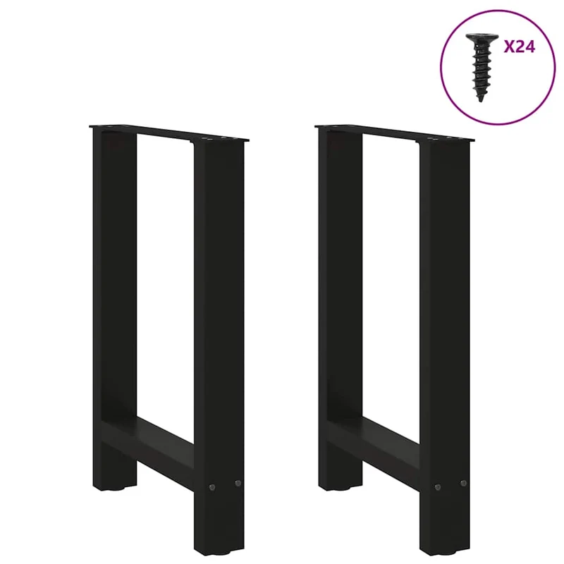 Lot de 2 pieds de table à manger carrés modernes ajustables 50 x 72-73 cm en acier noir 02_0057540