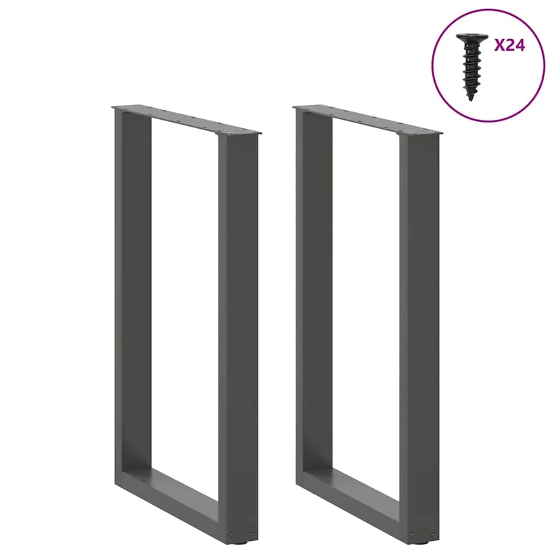 Lot de 2 pieds de table de bar en U 60 x 90 cm forme robuste avec niveleurs réglables design moderne en acier anthracite 02_0057466