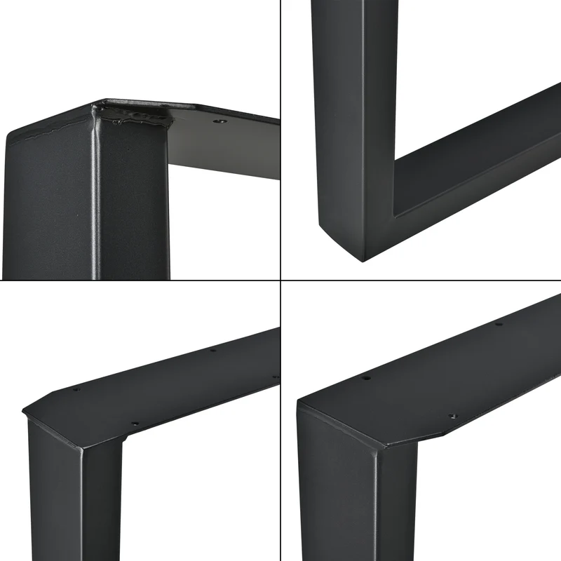 Lot de 2 pieds de table de meuble rectangulaire table à manger métal 60 x 72 cm noir 03_0003668