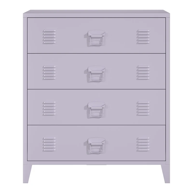 Commode meuble de rangement pratique entrée salon chambre métallique avec 4 tiroirs 92 x 80 x 40 cm acier violet 03_0009309