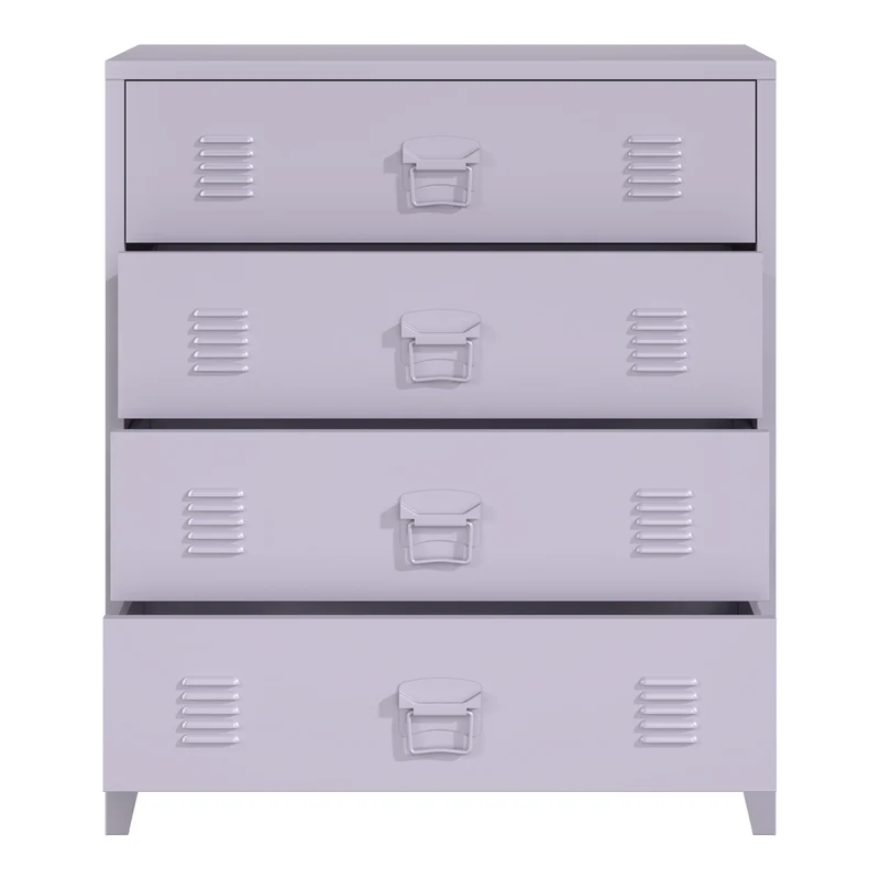 Commode meuble de rangement pratique entrée salon chambre métallique avec 4 tiroirs 92 x 80 x 40 cm acier violet 03_0009309