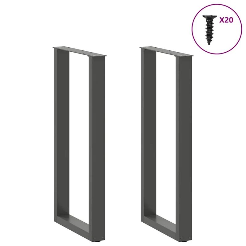 Lot de 2 pieds de table de bar en U réglables 40 x 100 cm design moderne en acier anthracite 02_0057470
