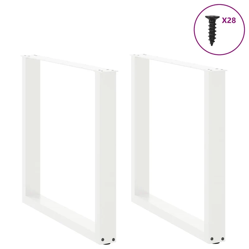 Lot de 2 pieds de table à manger en U 80 x 72 cm réglables design moderne en acier blanc 02_0057429