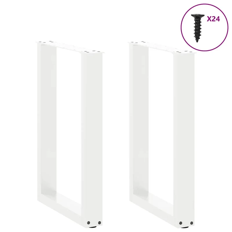 Lot de 2 pieds de table à manger en U 50 x 73 cm robustes modernes ajustables en acier blanc 02_0057417