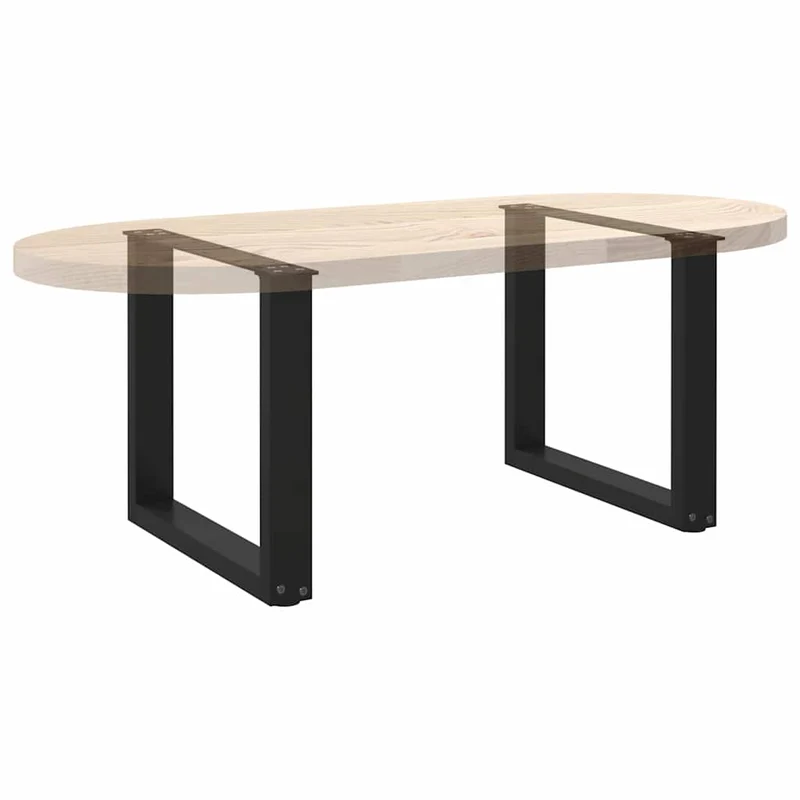 Lot de 2 pieds de table basse en U noirs 50 x 42-43 cm avec niveleurs réglables design moderne en acier noir 02_0057396