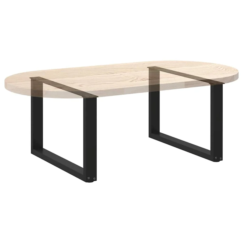 Lot de 2 pieds de table basse en U réglables 60 x 42-43 cm design moderne en acier noir 02_0057400