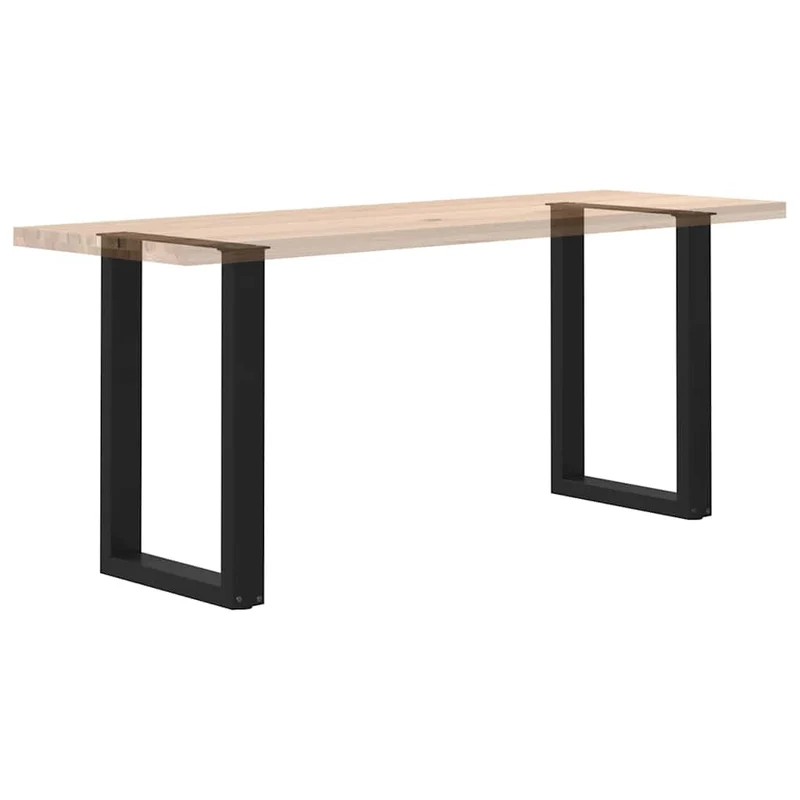 Lot de 2 pieds de table à manger en U 50 x 72-73 cm avec niveleurs style moderne en acier noir 02_0057416