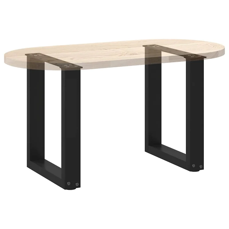Lot de 2 pieds de table basse en U 38 x 43 cm avec niveleurs réglables design moderne en acier noir 02_0057392