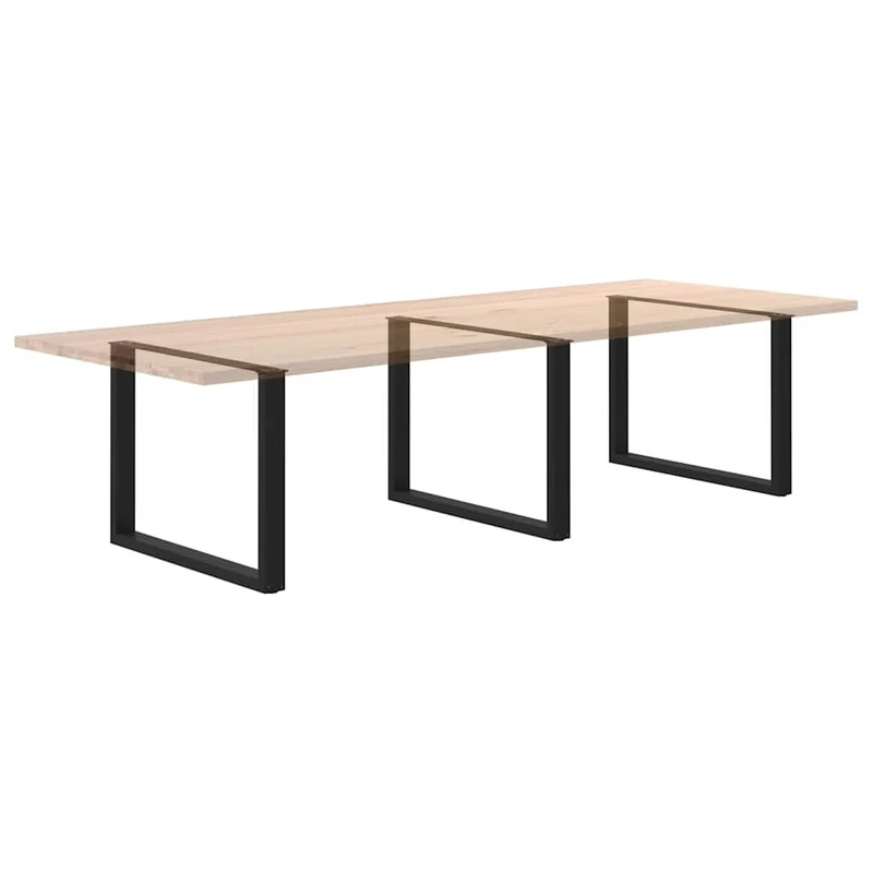 Lot de 3 pieds de table à manger en U 100 x 72-73 cm robustes modernes réglables en acier noir 02_0057452