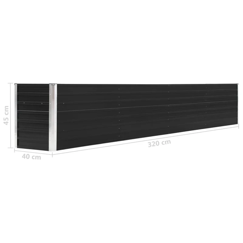 Jardinière lit surélevé plantes fleurs jardin acier galvanisé 320 x 40 x 45 cm anthracite 02_0001107