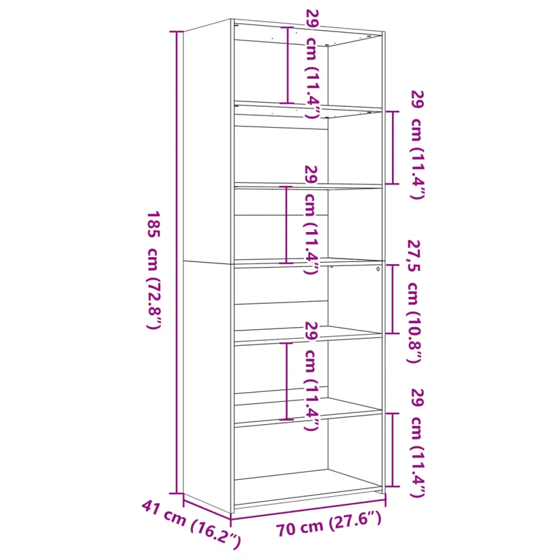 Buffet bahut commode armoire meuble de rangement organisateur cuisine salle de séjour salon haut 70 x 41 x 185 cm bois d'ingénierie blanc 02_0032764