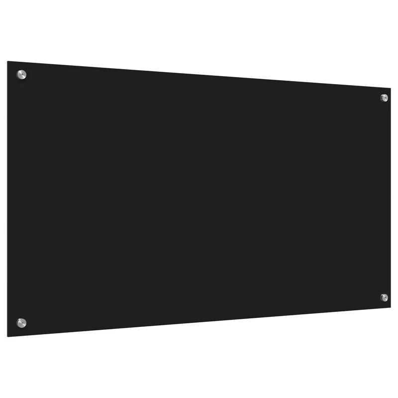 Dosseret de cuisine moderne 110 x 60 cm thermorésistant avec installation facile en verre trempé noir 02_0058478