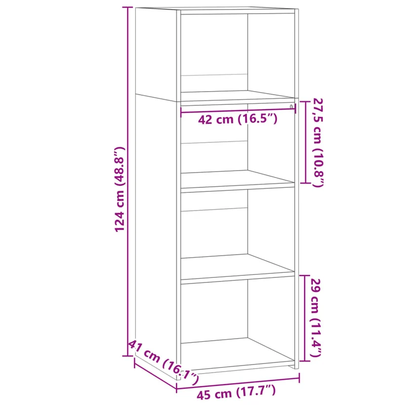 Buffet bahut commode armoire meuble de rangement organisateur cuisine salle de séjour salon haut 45 x 41 x 124 cm bois d'ingénierie blanc 02_0032453