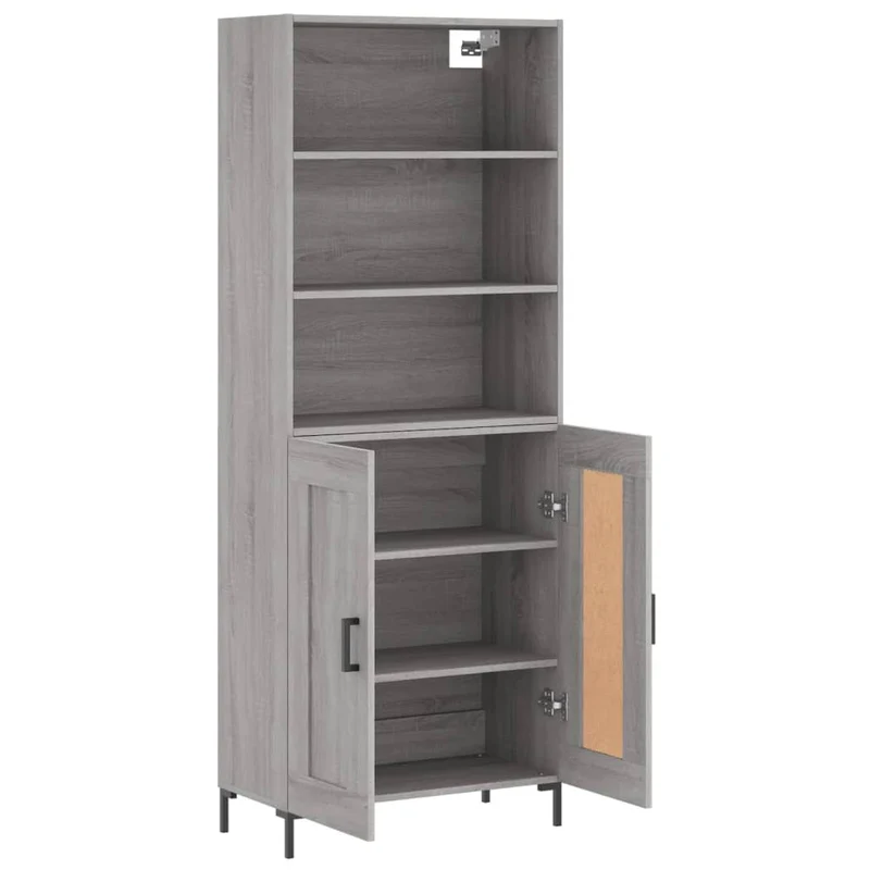 Buffet bahut commode armoire meuble de rangement organisateur cuisine salle de séjour salon haut sonoma 69,5 x 34 x 180 cm bois d'ingénierie gris 02_0035424