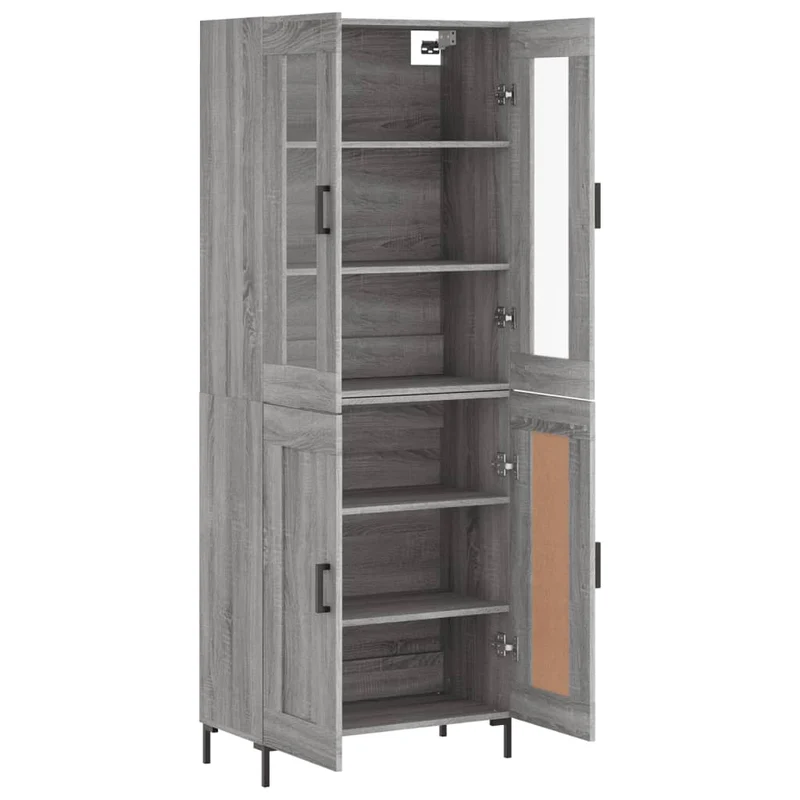 Buffet bahut commode armoire meuble de rangement organisateur cuisine salle de séjour salon haut sonoma 69,5 x 34 x 180 cm bois d'ingénierie gris 02_0035565