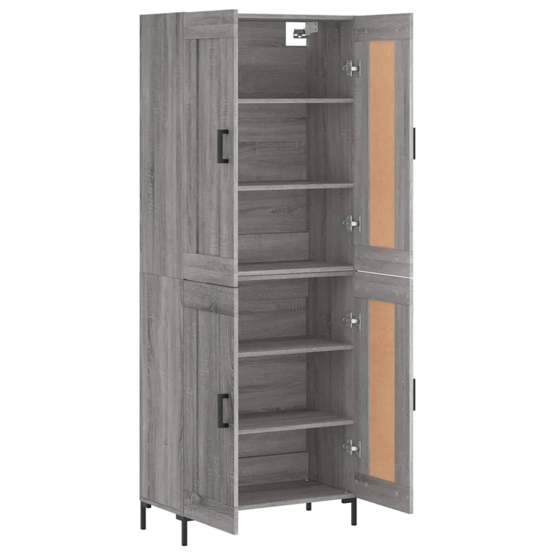 Buffet bahut commode armoire meuble de rangement organisateur cuisine salle de séjour salon haut sonoma 69,5 x 34 x 180 cm bois d'ingénierie gris 02_0035486