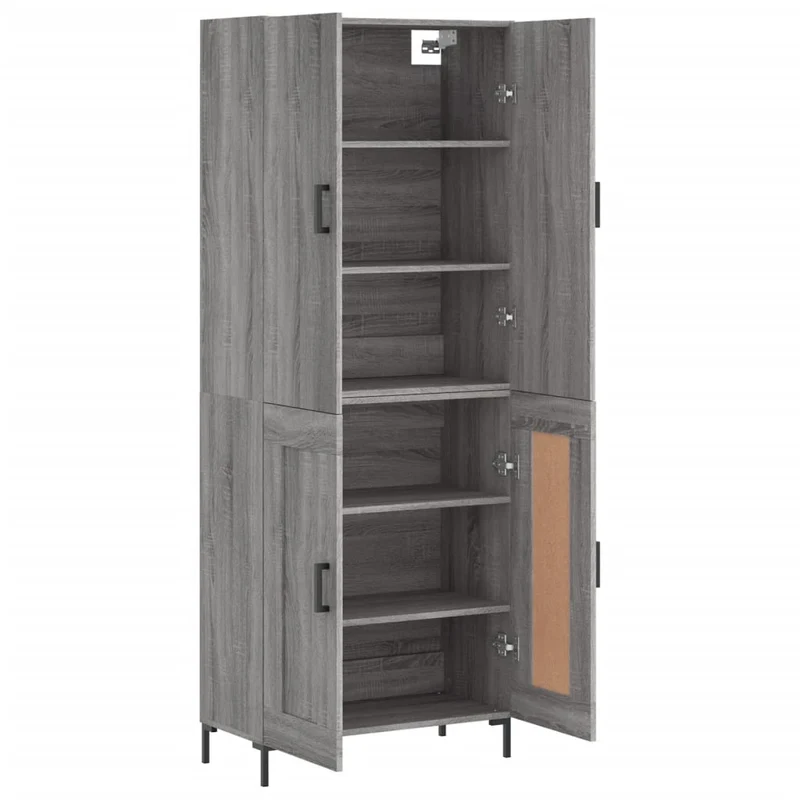 Buffet bahut commode armoire meuble de rangement organisateur cuisine salle de séjour salon haut sonoma 69,5 x 34 x 180 cm bois d'ingénierie gris 02_0035514