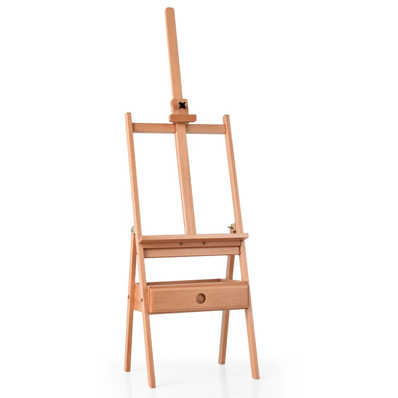 Chevalet de studio sur pied réglable 43 x 44 x 151-194,5 cm avec tiroir pratique confort optimal en hêtre naturel 20_0020684