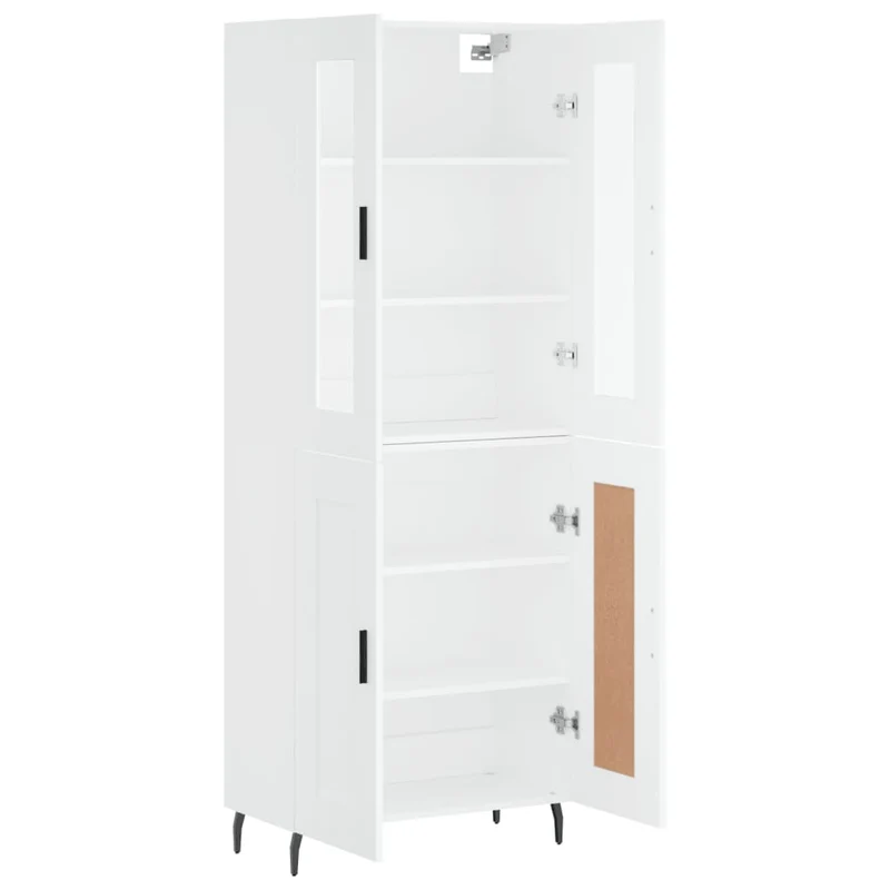Buffet bahut commode armoire meuble de rangement organisateur cuisine salle de séjour salon haut 69,5 x 34 x 180 cm bois d'ingénierie blanc 02_0032569