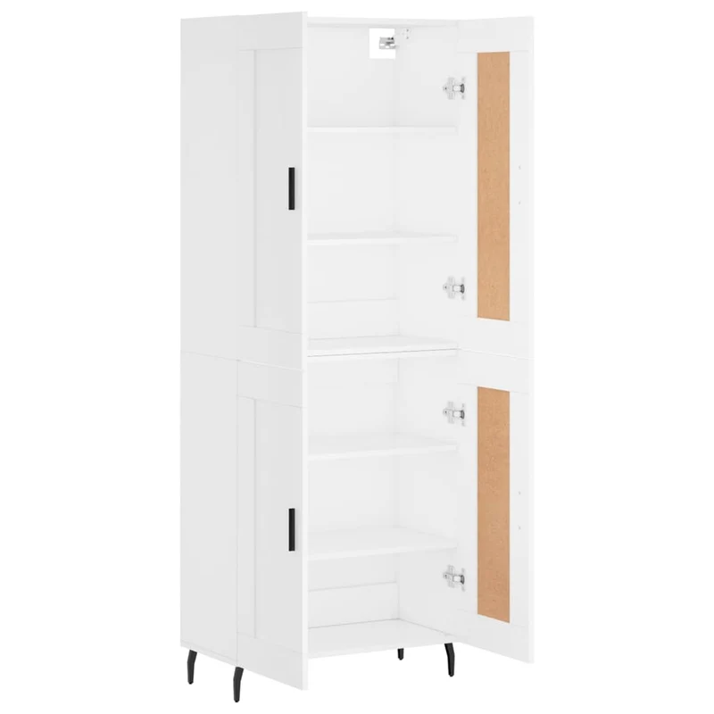 Buffet bahut commode armoire meuble de rangement organisateur cuisine salle de séjour salon haut 69,5 x 34 x 180 cm bois d'ingénierie blanc 02_0032708
