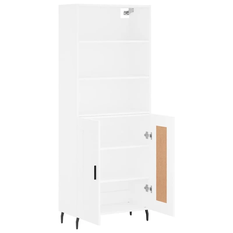 Buffet bahut commode armoire meuble de rangement organisateur cuisine salle de séjour salon haut 69,5 x 34 x 180 cm bois d'ingénierie blanc 02_0032684