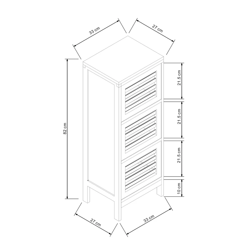 Armoire étagère meuble de rangement d'appoint 82 x 33 x 27cm bambou naturel 03_0008867
