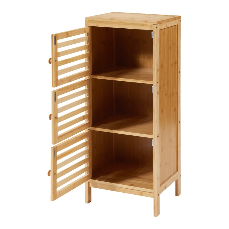 Armoire étagère meuble de rangement d'appoint 82 x 33 x 27cm bambou naturel 03_0008867