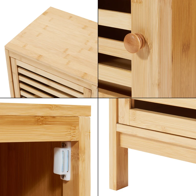 Armoire étagère meuble de rangement d'appoint 82 x 33 x 27cm bambou naturel 03_0008867