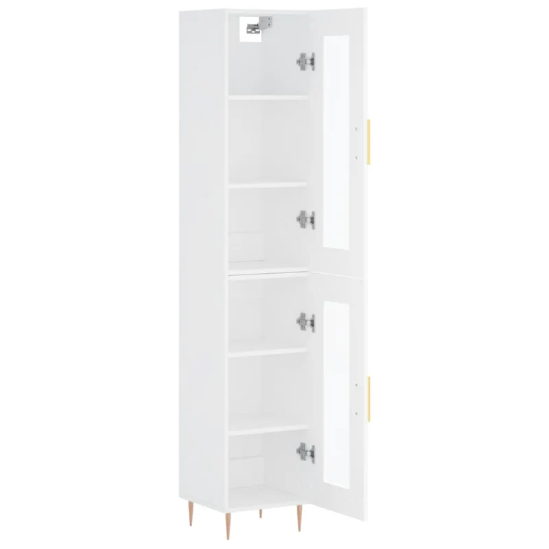 Buffet bahut commode armoire meuble de rangement organisateur cuisine salle de séjour salon haut 34,5 x 34 x 180 cm bois d'ingénierie blanc 02_0032375