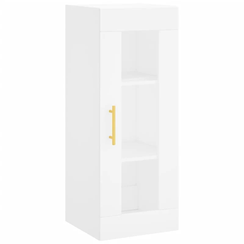 Buffet bahut commode armoire meuble de rangement organisateur cuisine salle de séjour salon haut 34,5 x 34 x 180 cm bois d'ingénierie blanc 02_0032375