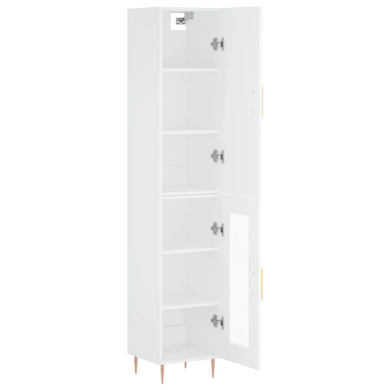 Buffet bahut commode armoire meuble de rangement organisateur cuisine salle de séjour salon haut 34,5 x 34 x 180 cm bois d'ingénierie blanc 02_0032328