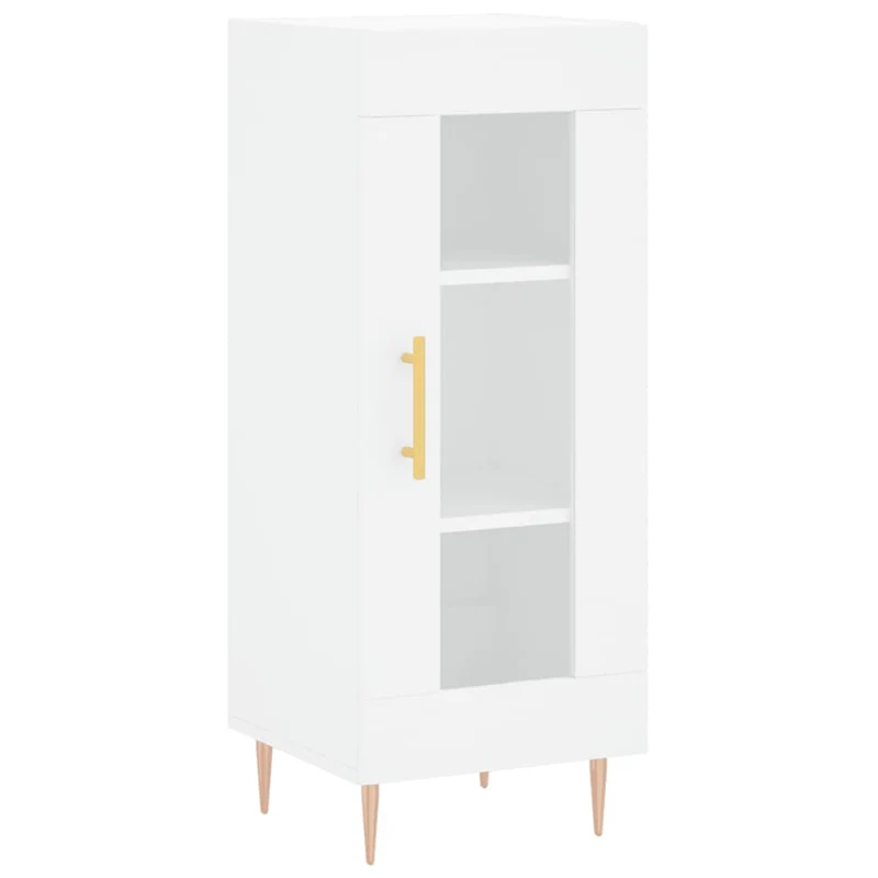 Buffet bahut commode armoire meuble de rangement organisateur cuisine salle de séjour salon haut 34,5 x 34 x 180 cm bois d'ingénierie blanc 02_0032328