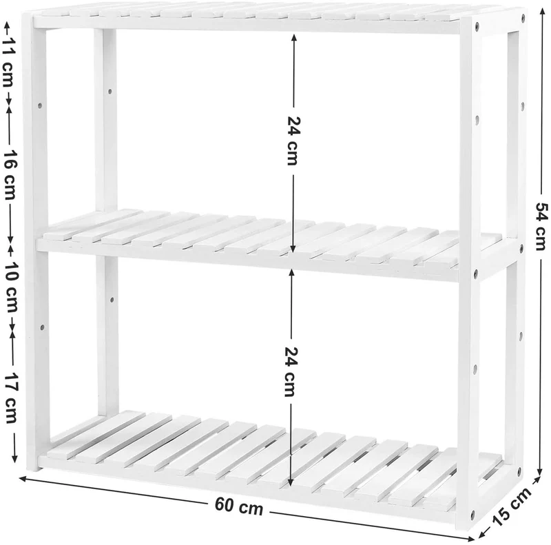 Étagère ajustable bambou salle de bain cuisine blanc 12_0000538