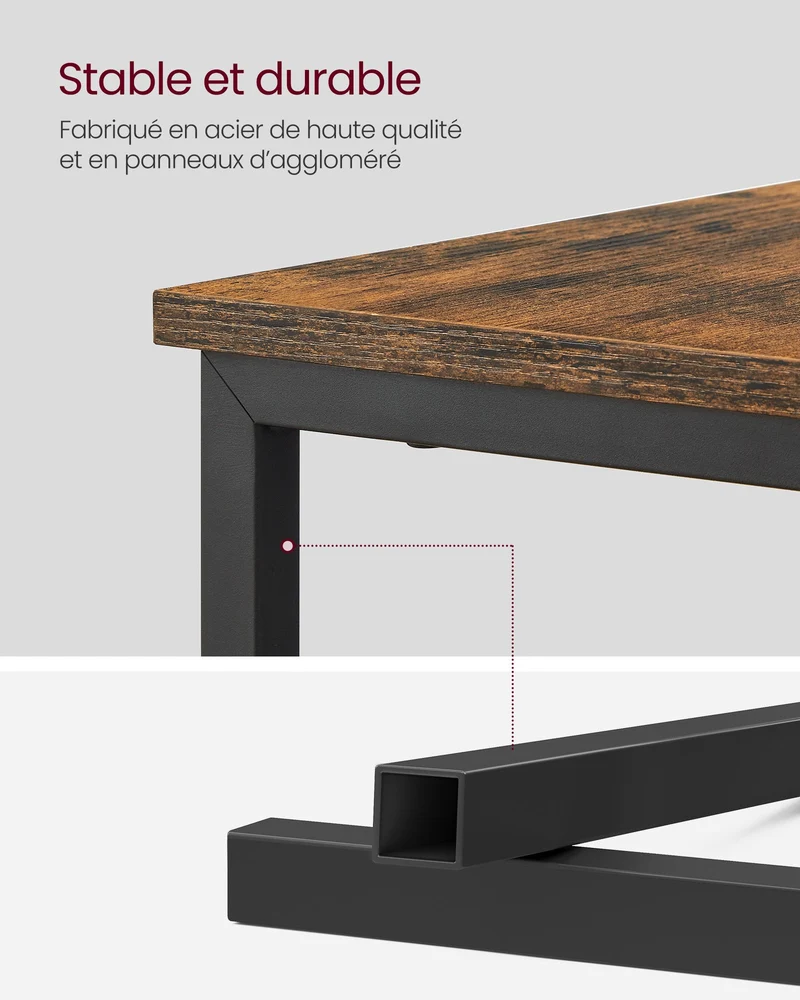 Table d’appoint avec multiprise petite table fine 60 x 35 x 61 cm avec 2 tiroirs table de chevet avec rangement pour salon chambre marron rustique et noir classique 12_0007550