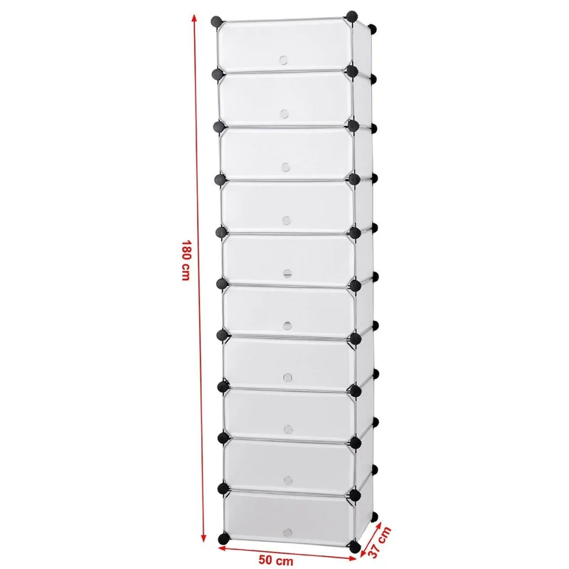Armoire étagère rangement montage simple système enfichable 10 compartiments blanc 2012057