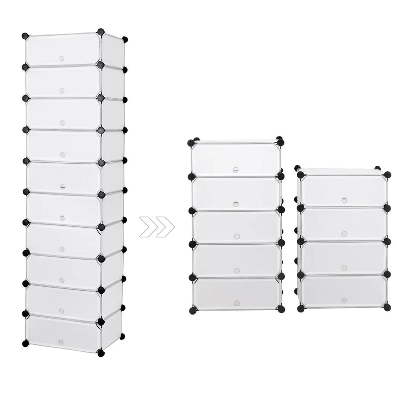 Armoire étagère rangement montage simple système enfichable 10 compartiments blanc 2012057